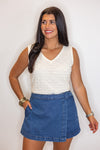 denim wrap style skort