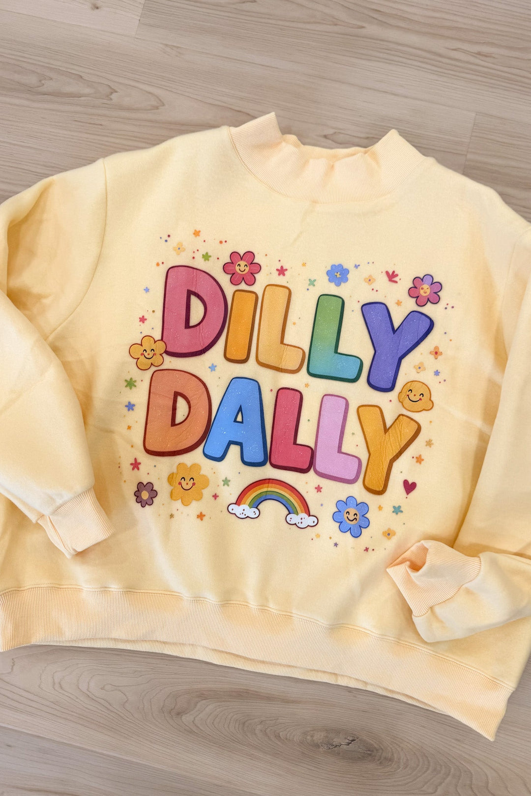 dilly dally reversible yellow mock neck sweatshirt oversized