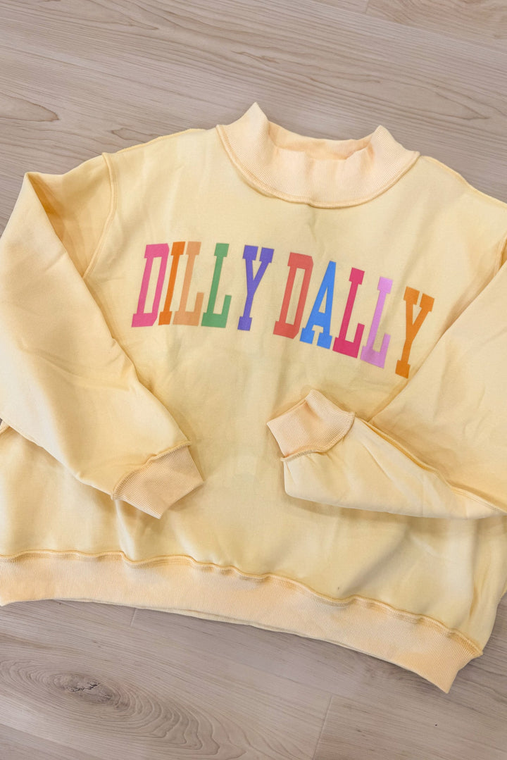 dilly dally reversible yellow mock neck sweatshirt