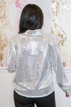 silver shimmer mirror sequin top