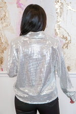 silver shimmer mirror sequin top