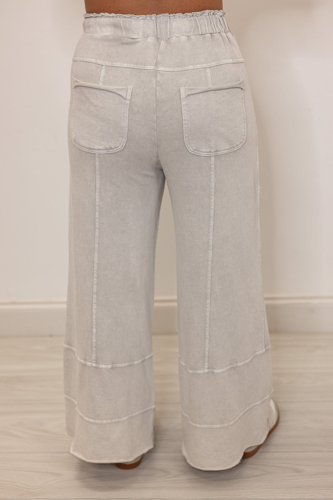 easel grey wide leg comfy drawstring pants back