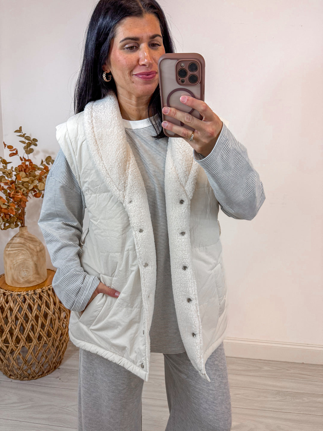 Oversized Perfection Grey Striped Top