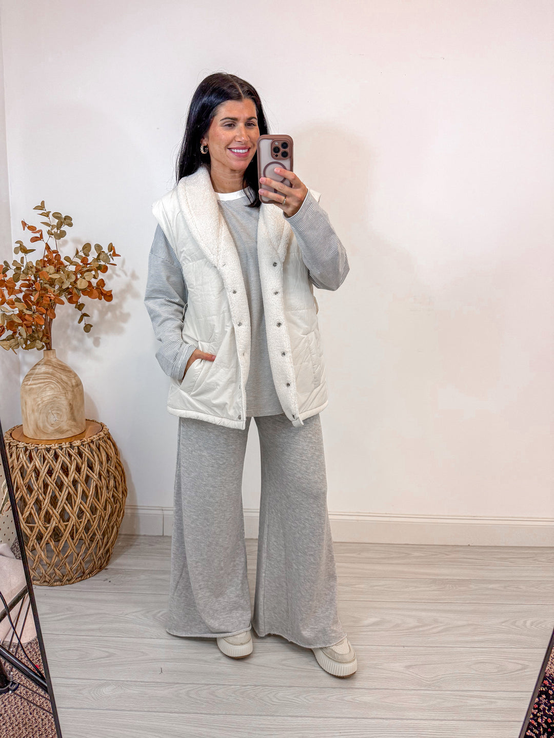 Oversized Perfection Grey Striped Top