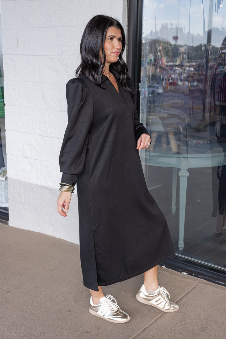 Choosing Happiness Black Midi Dress