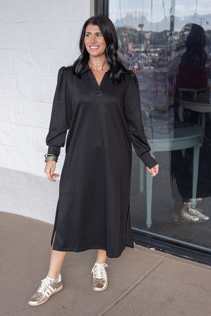 Choosing Happiness Black Midi Dress