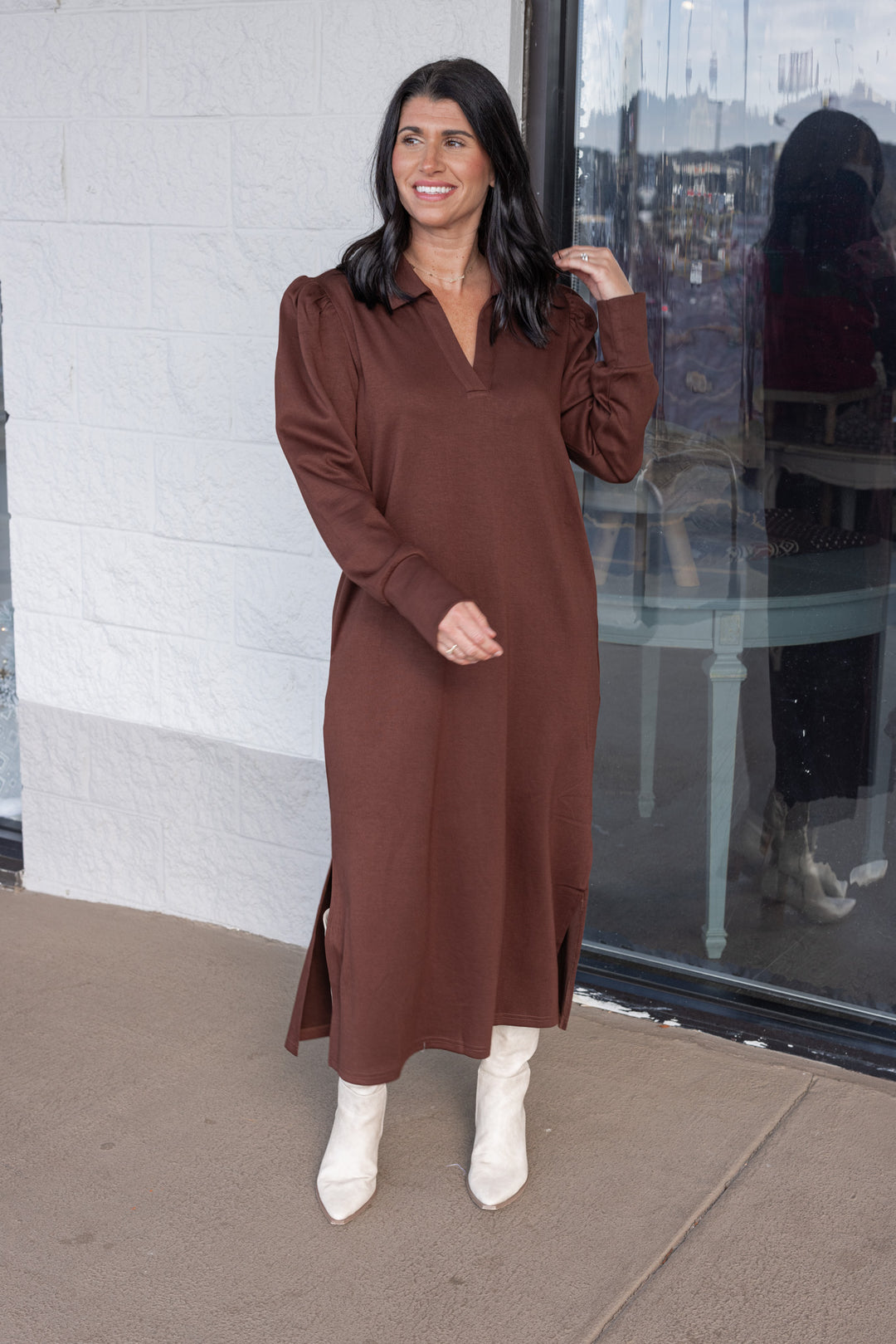 Choosing Happiness Brown Midi Dress
