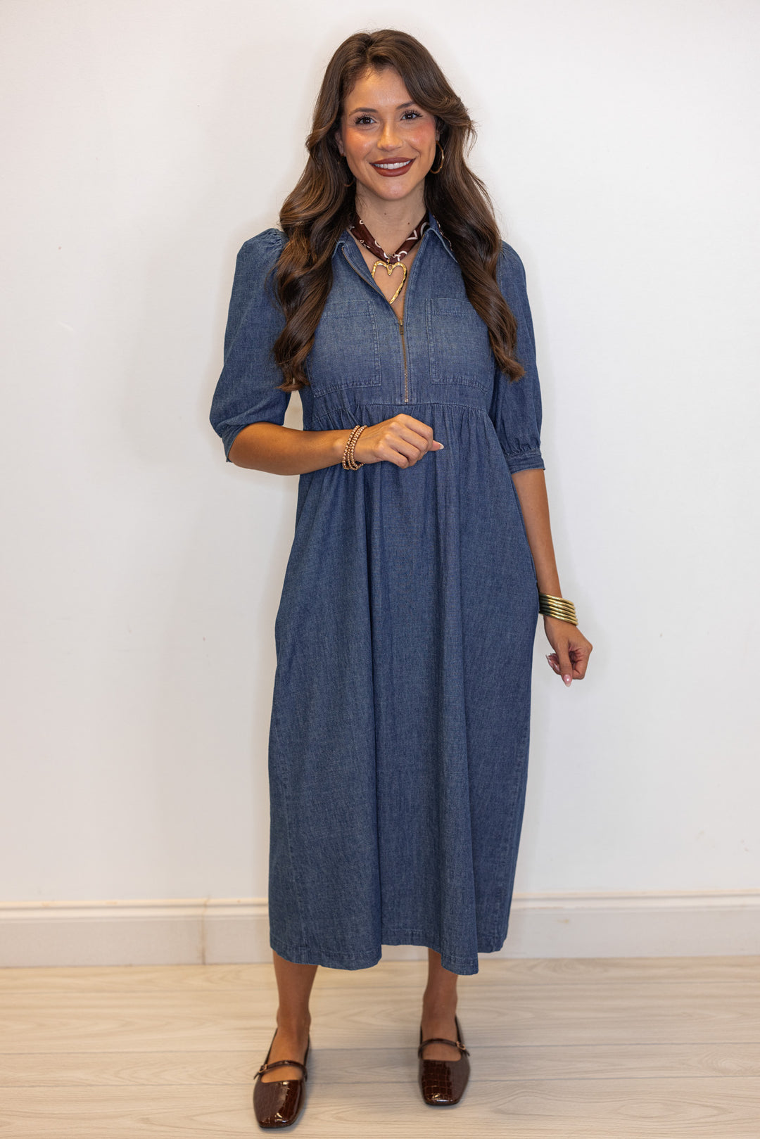 dark denim midi dress Milford Halterneck Midi Dress
