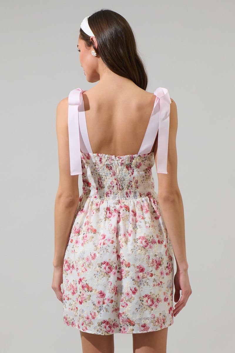 pink eyelet embroidered mini dress 