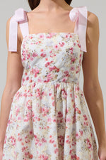 pink eyelet embroidered mini dress 