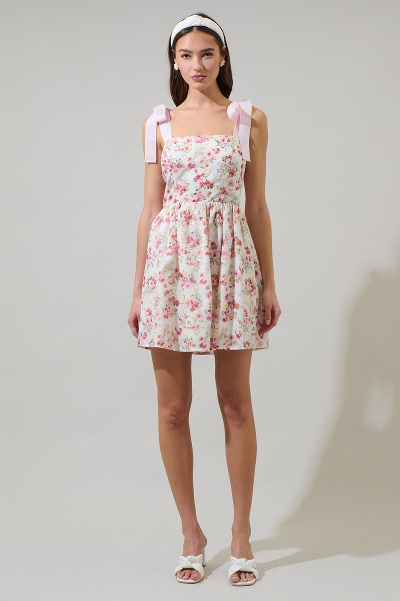 pink eyelet embroidered mini dress 