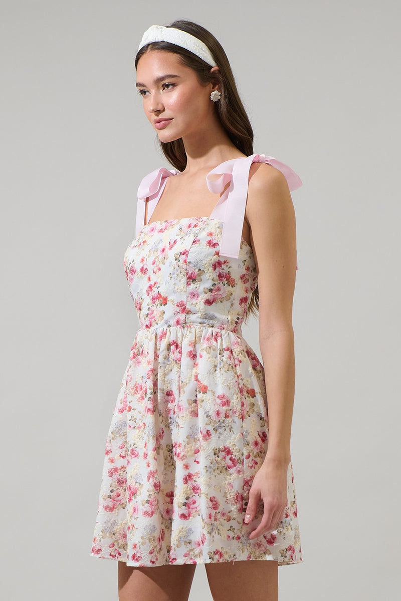 pink eyelet embroidered mini dress 