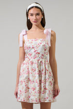 pink eyelet embroidered mini dress 