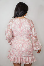 floral embroidered pink wrap dress