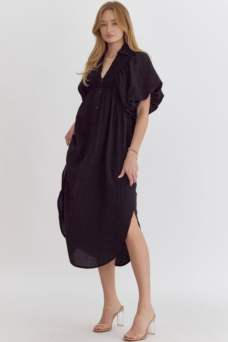 entro black midi dress 