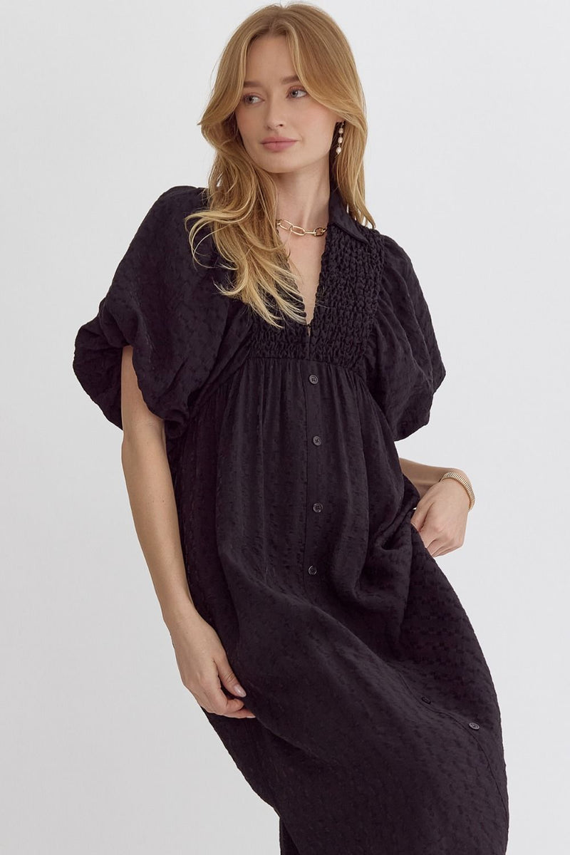 entro black midi dress 
