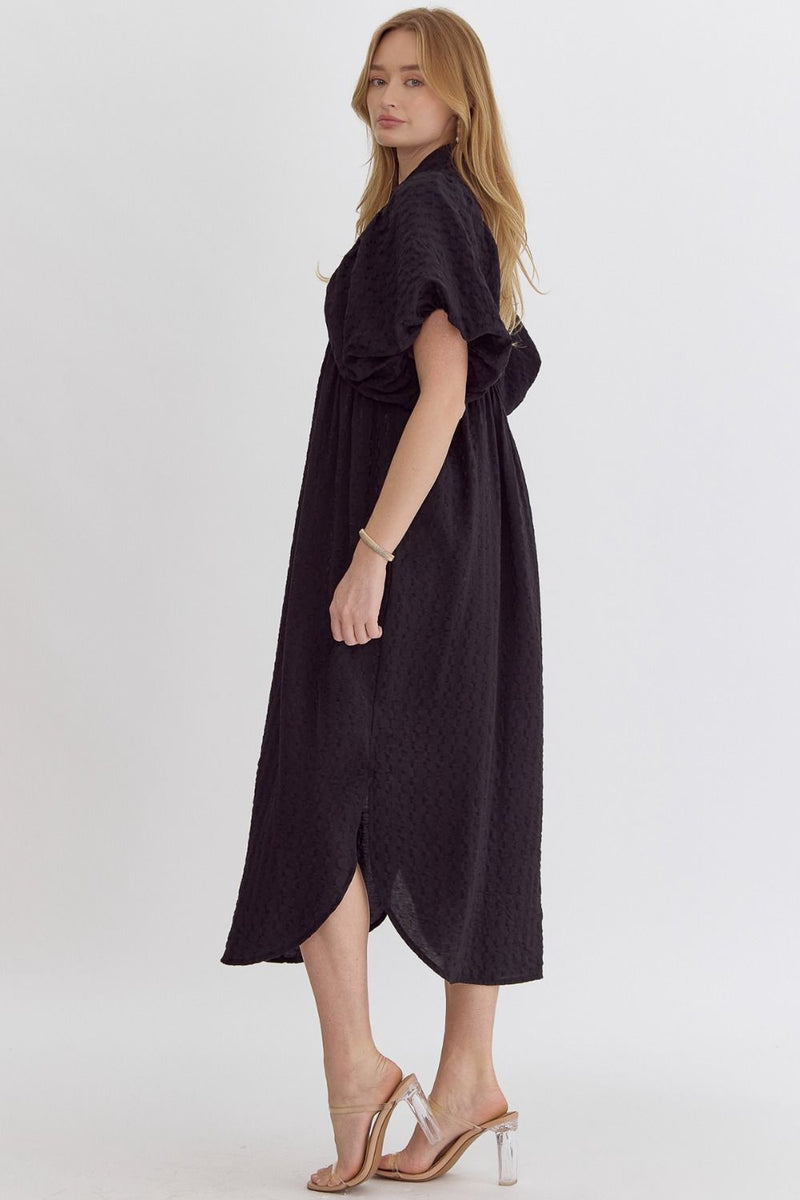 entro black midi dress 
