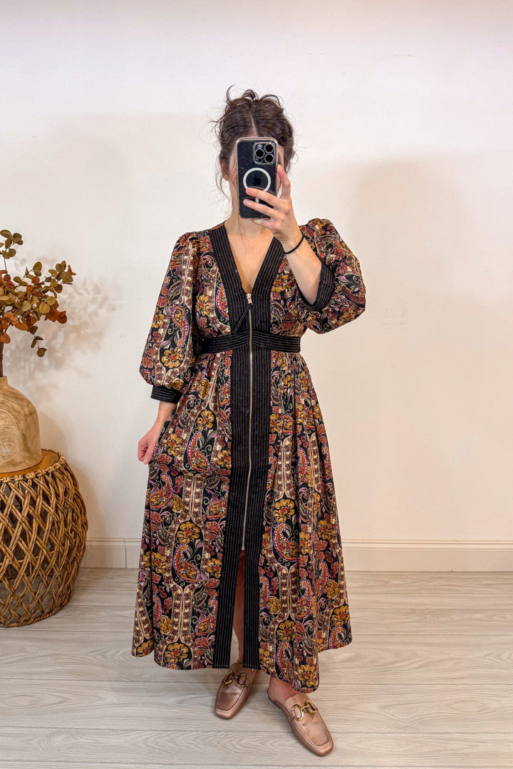 entro paisley fall print floral Thanksgiving dress
