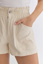 ENTRO ECRU TWILL shorts elastic waistband