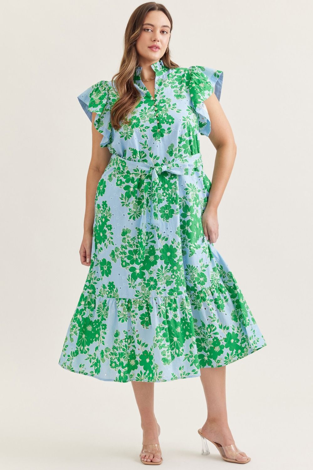 entro plus size eyelet floral midi dress