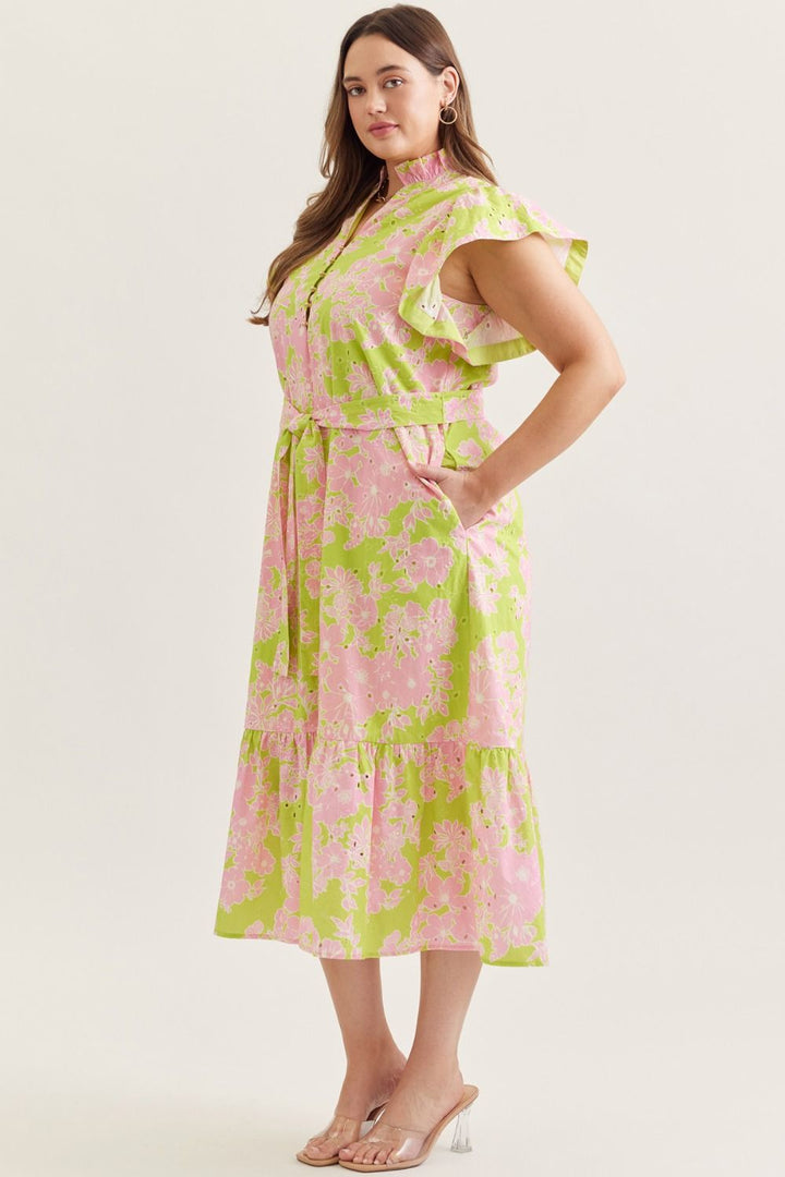 A Little Extra Chartreuse Eyelet Dress