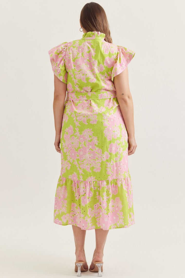 A Little Extra Chartreuse Eyelet Dress