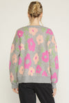 entro floral grey pink sweater cardigan