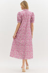 pink floral entro a line spring dress