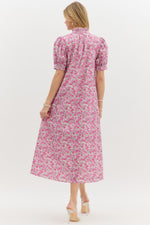 pink floral entro a line spring dress