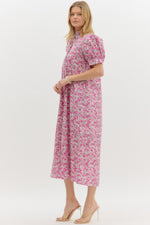 pink floral entro a line spring dress