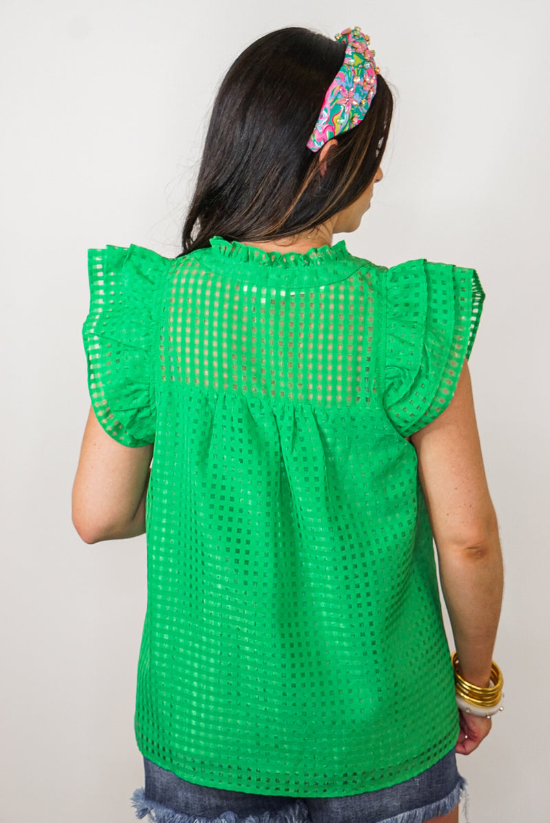 kelly green grid womens entro top