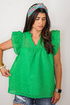 kelly green grid womens entro top