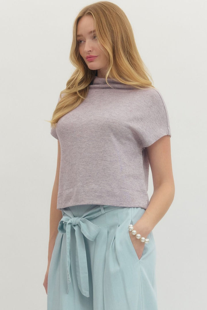 entro lavender mock neck layering tee
