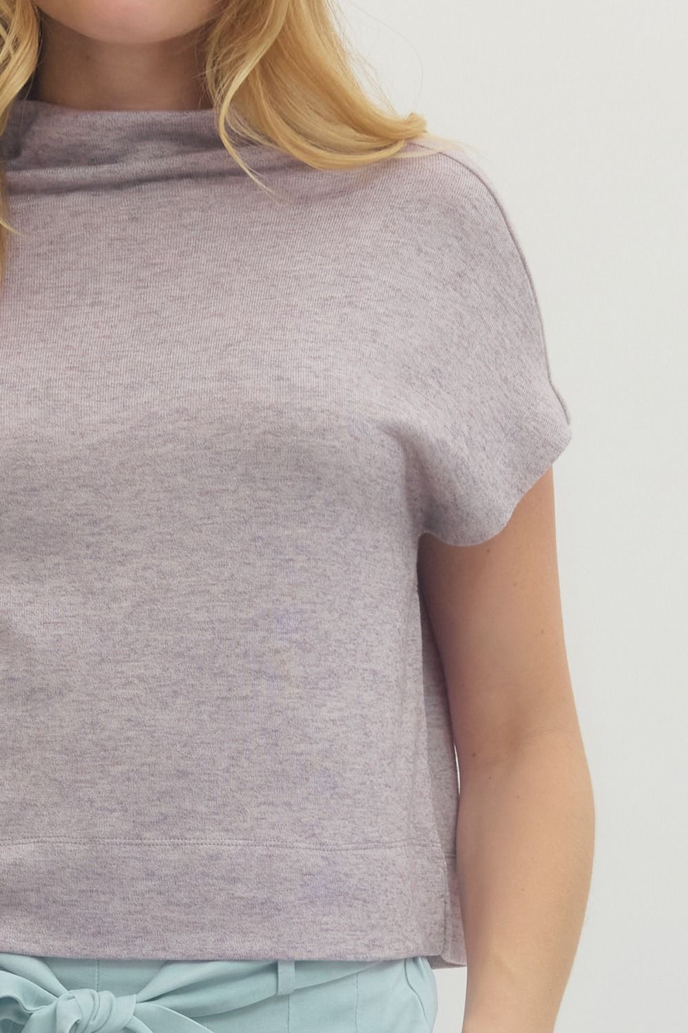 entro lavender mock neck layering tee