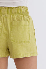 Comfy Times Lime Twill Shorts