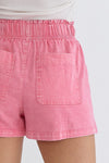 pink entro denim twill shorts