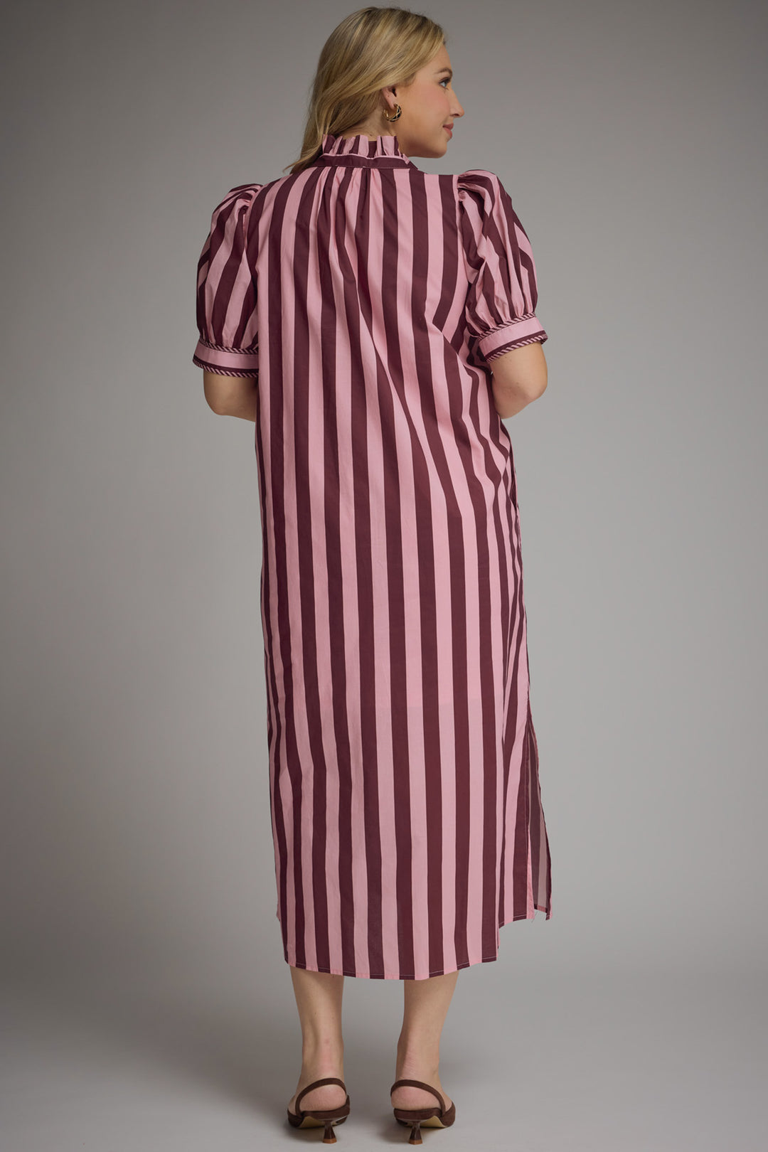 entro plum striped plus size midi dress