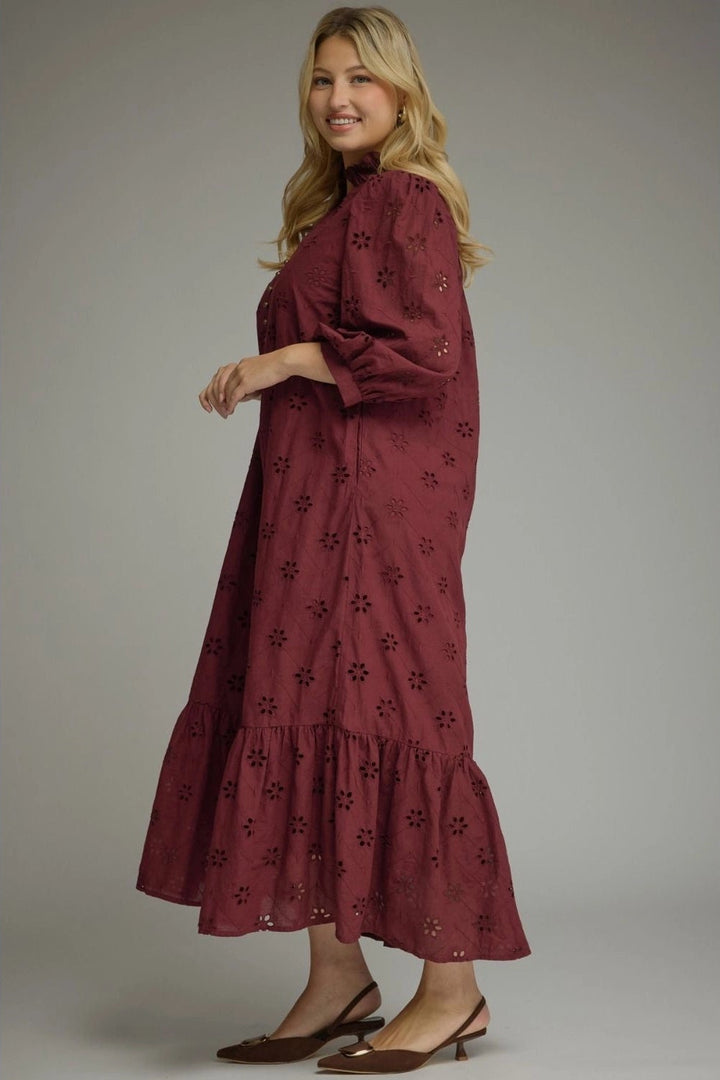 entro plus size burgundy eyelet maxi dress christmas pictures