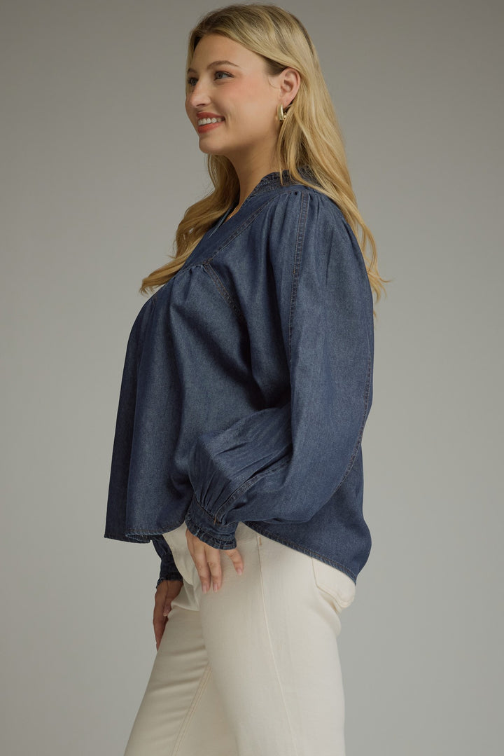 entro denim plus size top long sleeve