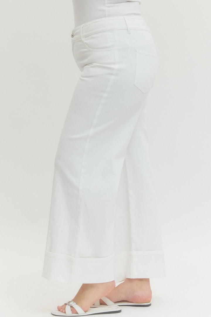 entro plus size white cuffed twill denim pockets
