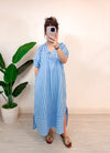 entro stripe oversized blue midi dress