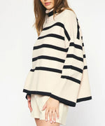 entro striped natural black sweater