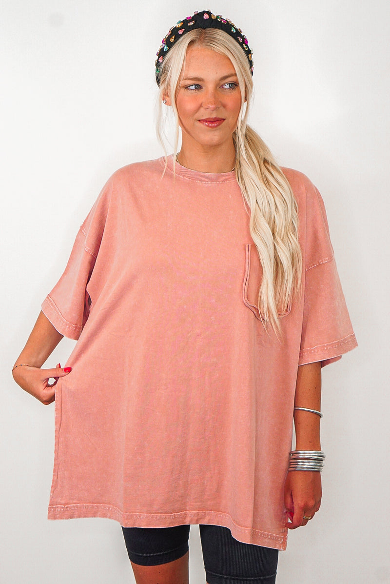 perfectly oversized washed coral tee