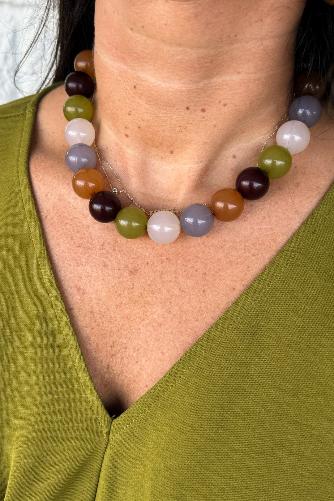 fall chartreuse beaded necklace 