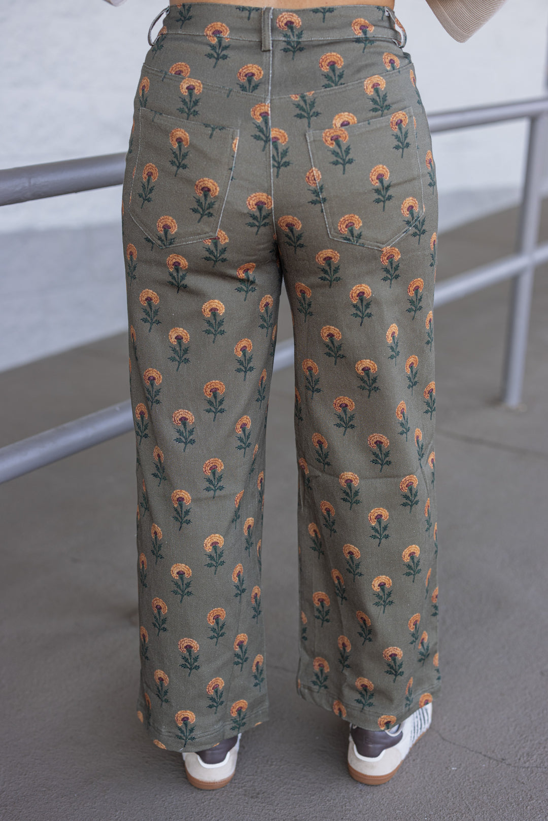 Olive Green Pants by Entro showing back view