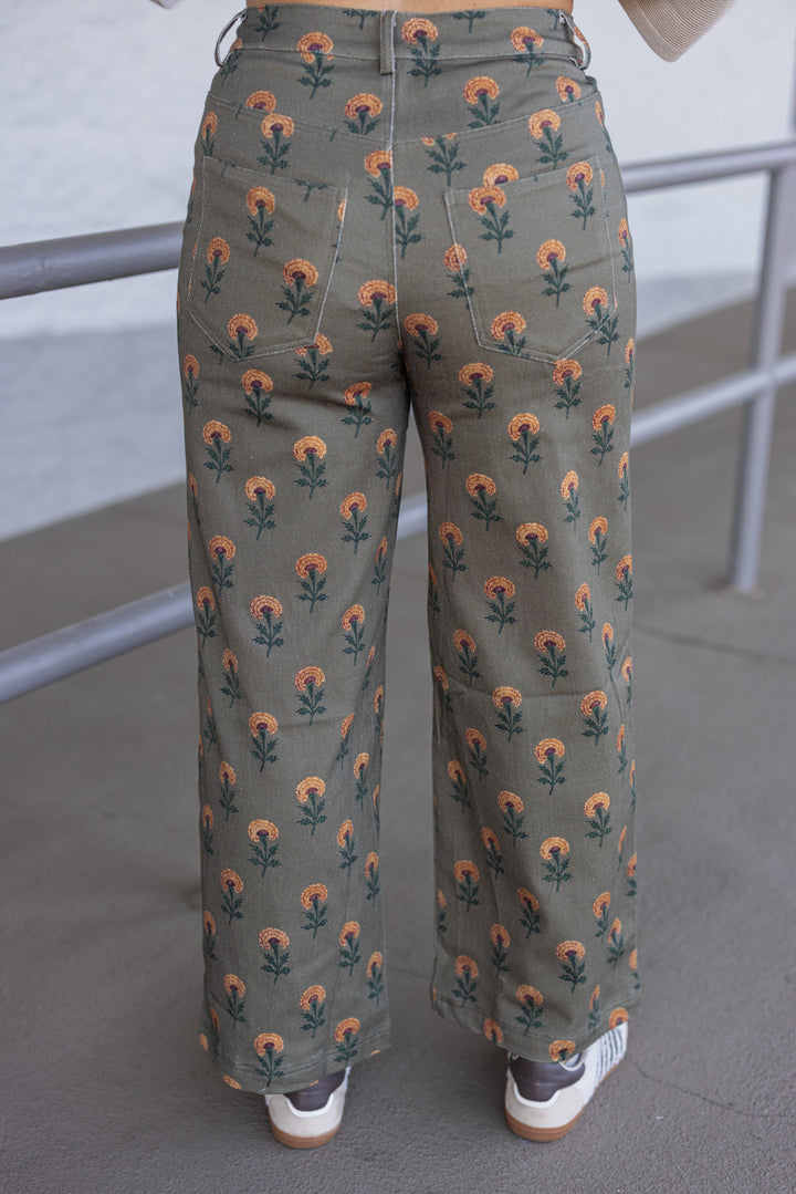 Olive Green Pants by Entro showing back view