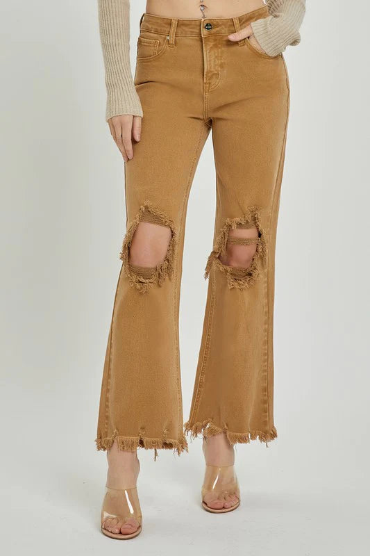 risen mocha distressed jeans