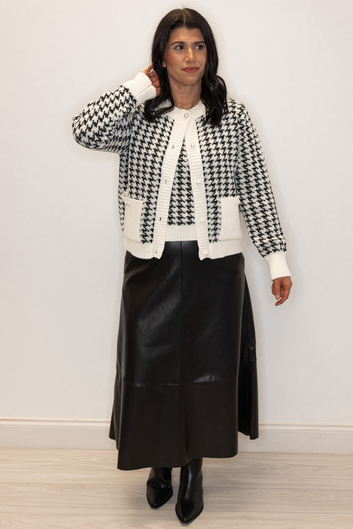 The Jacqueline Black Houndstooth Cardigan Set