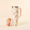 cream floral fancy tumbler 40 oz