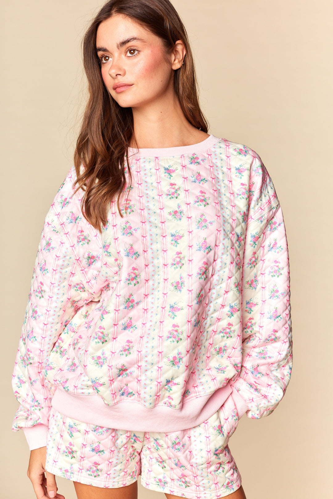 fancy pink floral matching sets